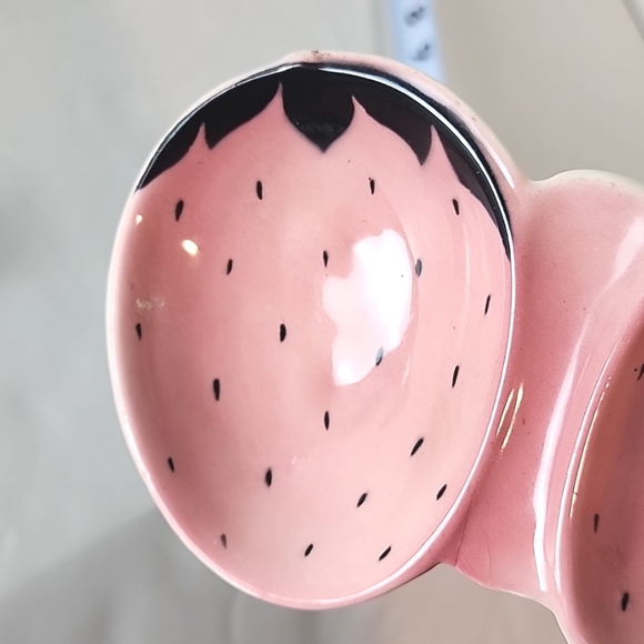 Vintage 1950s strawberry ceramic double spoon rest - Picture 3 of 5